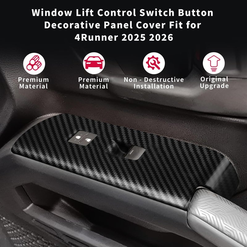 Treesiche Store Window Lift Control Switch Button Decorative Panel Cover Fit for 4Runner 2025 2026 SR SR5 TRD Limited/Platinum (Carbon Fiber) 4PCS 4Runner Accessories - Image 2